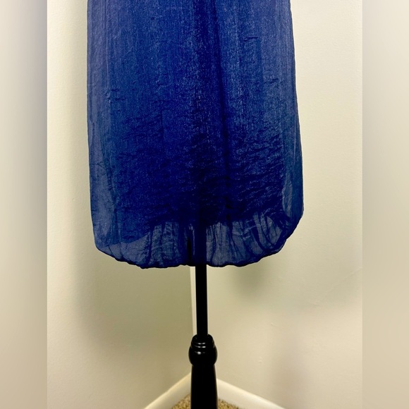 Tenki Elegant Navy Blue Sleeveless Dress White Beading Lined size S - Picture 4 of 11